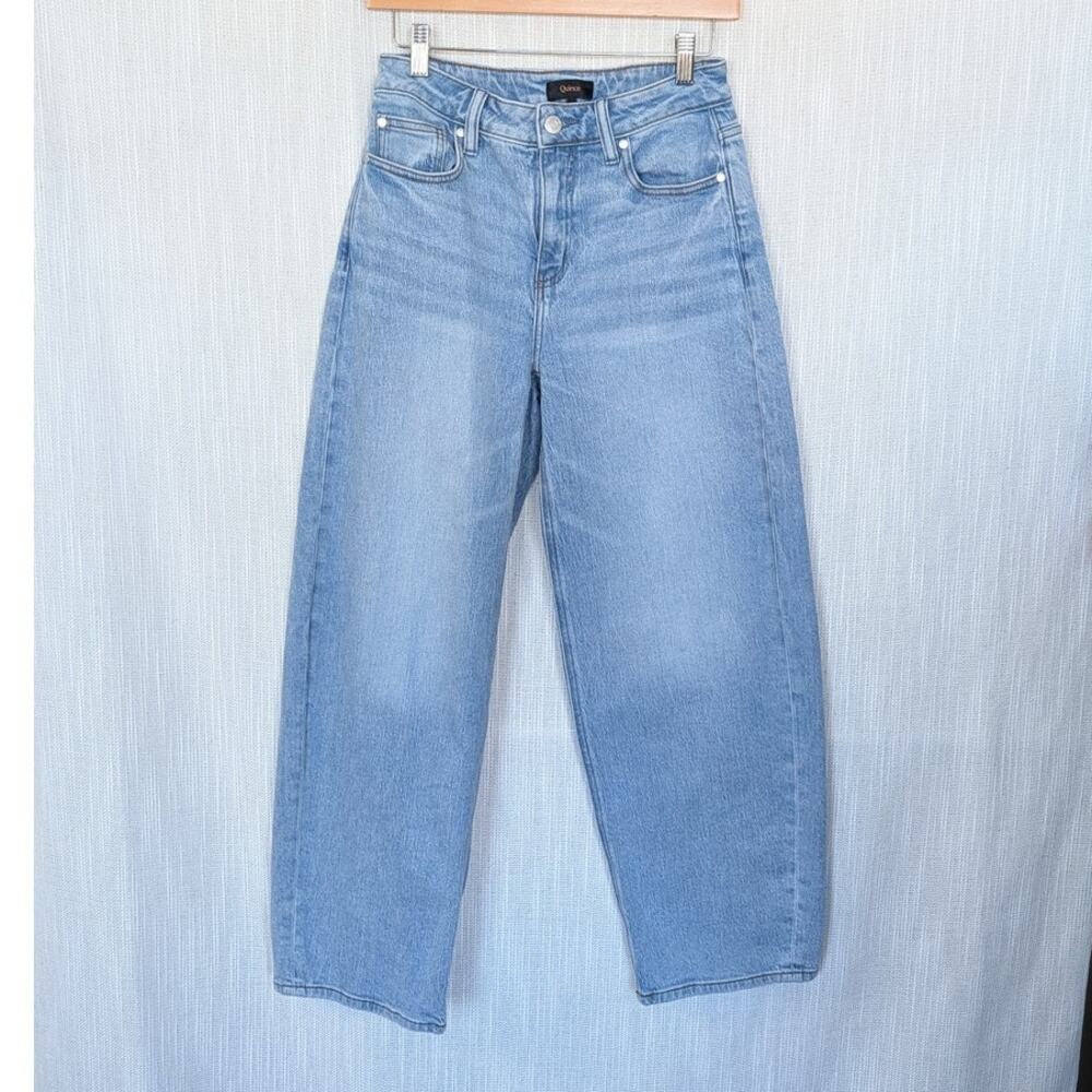 Quince Bella Stretch Barrel Jeans in Cool Blue Womens 26 Denim High-rise Ankle - Picture 2 of 12